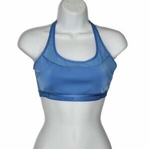 Under Armour Blue Mid Breathe Compression Racerback Athletic Sports Bra Medium